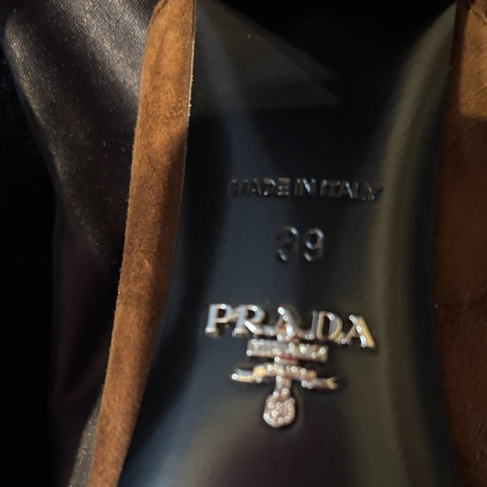 Prada Women's Dark Brown Suede Mules - Picture 4 of 7